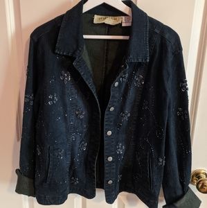 Urban Tribe Beaded Flower Detail Jean Jacket
